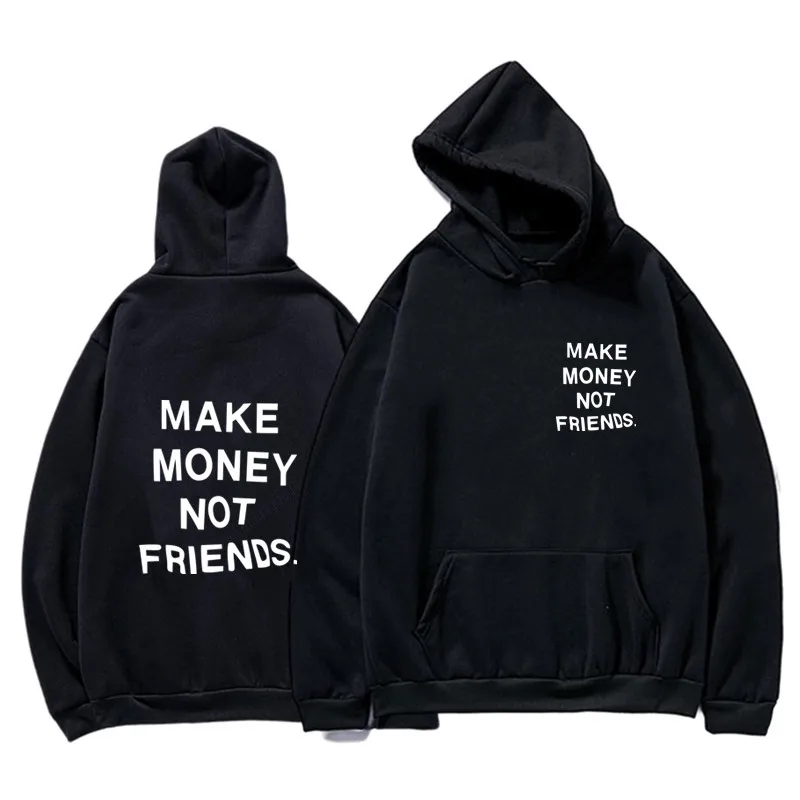 Толстовка Мужская/женская с надписью MAKE MONEY NOT FRIENDS | Мужская одежда