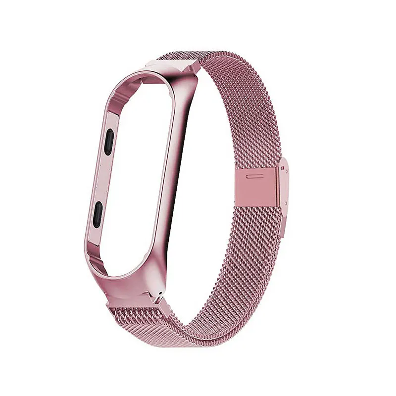 Ремешок Essager для Xiaomi mi Band 3 4 mi Band 4 3 металлический браслет на запястье из нержавеющей стали Смарт-часы ремешок для mi Band 4 Band 3 ремень - Цвет: Rose Gold