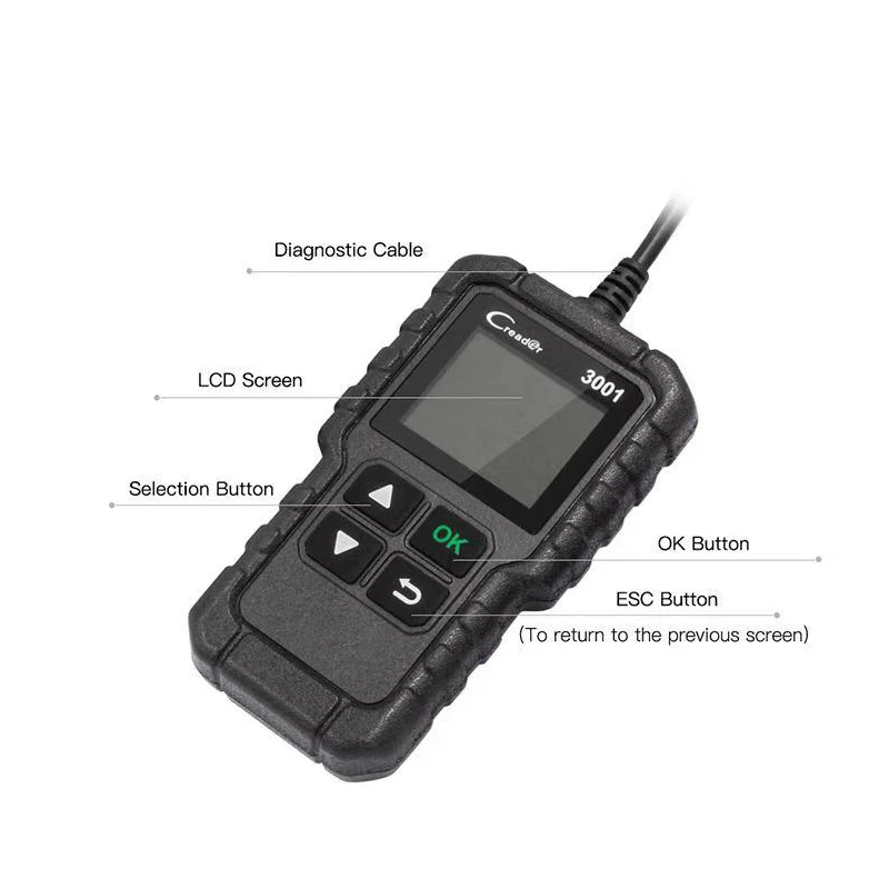 Автомобильный диагностический инструмент CR3001 полный OBD2 сканер OBD 2 считыватель кодов двигателя Creader 3001 автомобильное считывающее устройство PK CR319 AD310 ELM327 сканирующий инструмент