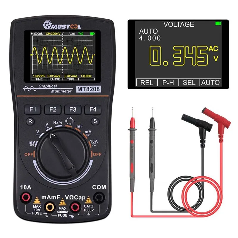US $59.99 Mustool Upgraded Mt8208 2 In 1 Hd Intelligent Digital Multimeter Graphical Oscilloscope 25msps Sampling Rate Electronic Test