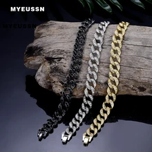13 мм кубинская цепь звено браслет для мужчин перо Форма сплав Iced Out золото/серебро/черный цвет для мужчин персонализированные хип хоп ювелирные изделия