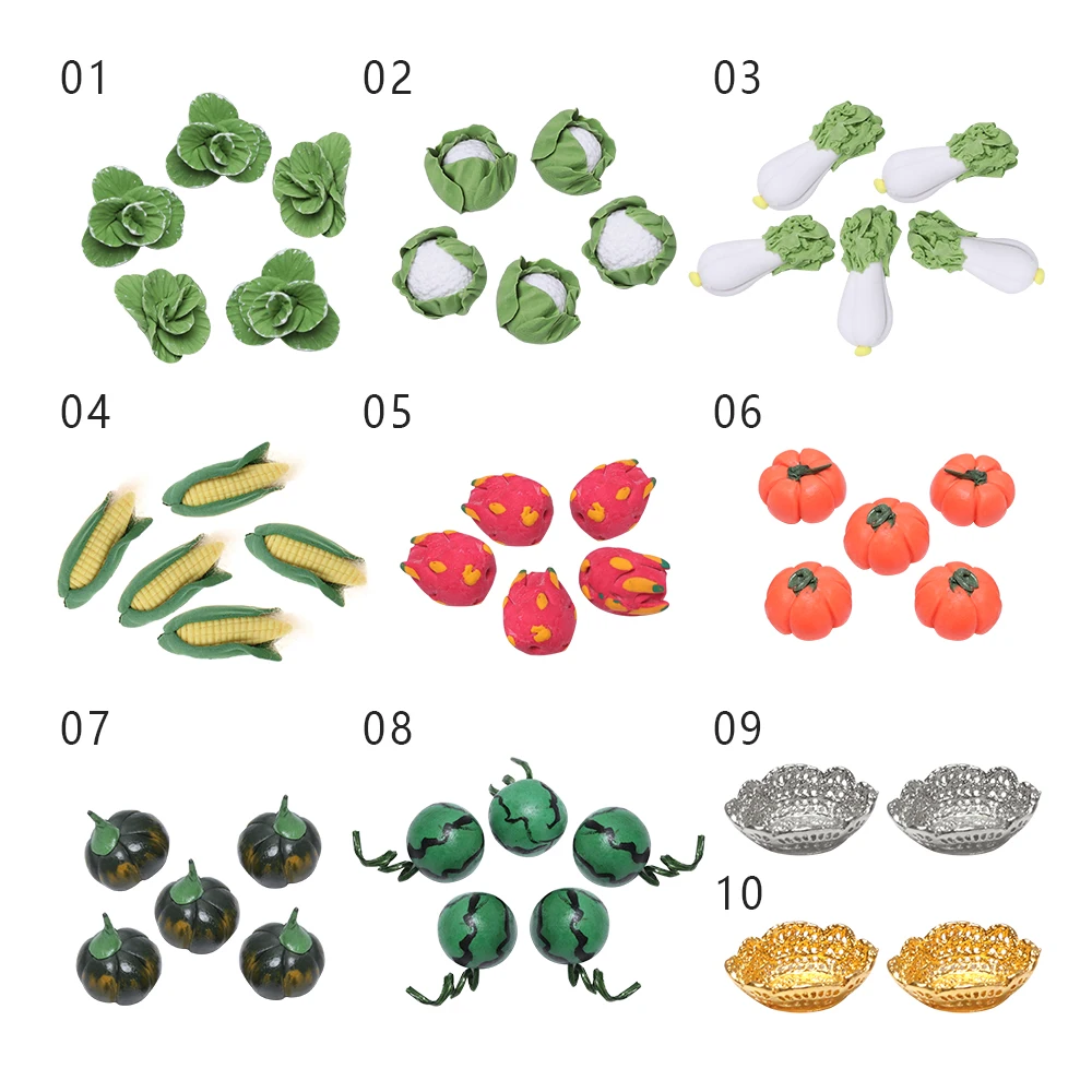 10 видов мини Реалистичная глина ручной работы овощи кукольный домик миниатюры цветная капуста китайская капуста для куклы Кухня 5 штук