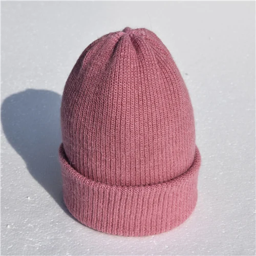 Light purple Новая зимняя женская шапка из кроличьего кашемира, вязаные шапочки, толстые теплые, Vogue, Женская шерстяная шапка из ангорской шерсти, женские шапочки - Цвет: Light purple