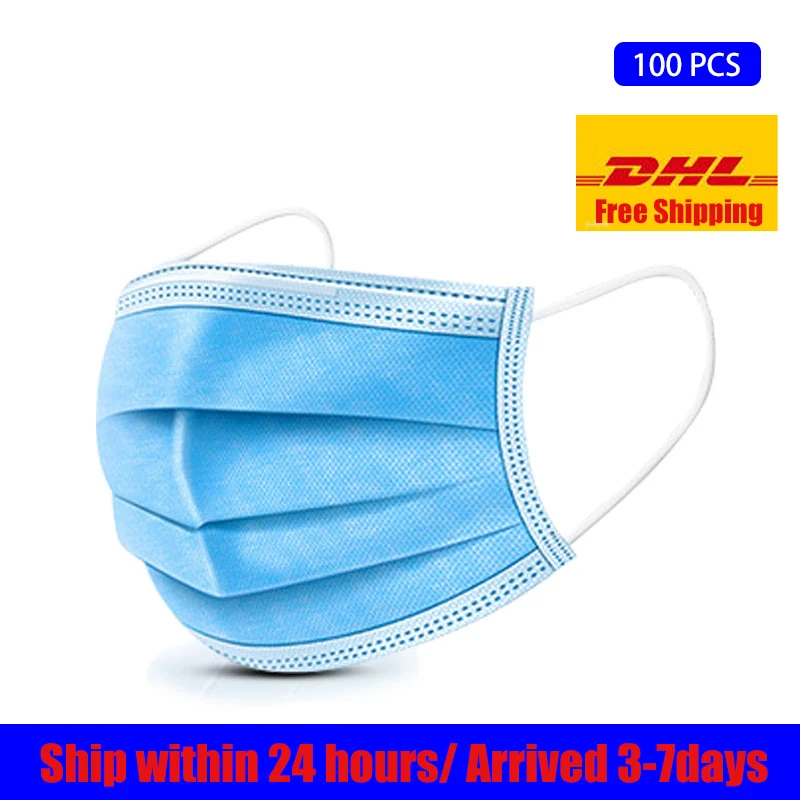 

100pcs DHL Free Shipping Anti-Dust Antibacterial Dustproof Disposable Earloop Face Mouth Masks Facial Protective Cover Masks