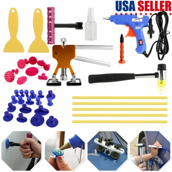 

10pcs/Set Paintless Car Dent Repair Kit Dent Lifter Puller T Bar Glue Gun Dings Rubber Hammer For Car Dent Removal Kits
