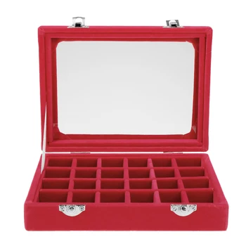 

Velvet Jewelry Necklace Ring Storage Display Box Case Glass Women Girls Gift
