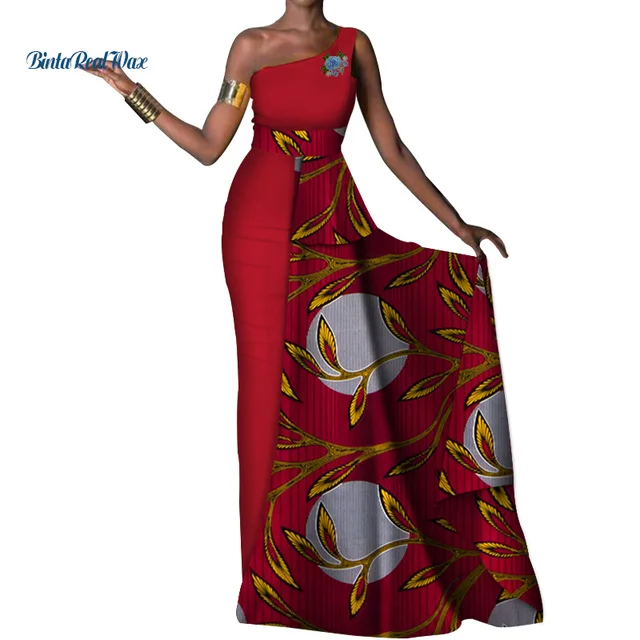 one shoulder ankara dress
