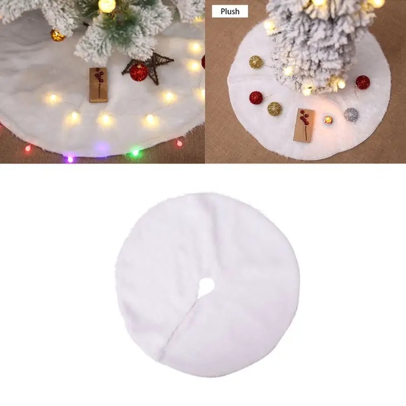 

White Plush Christmas Tree Skirt Decor Bottom Floor Mat Cover Merry Xmas Decor