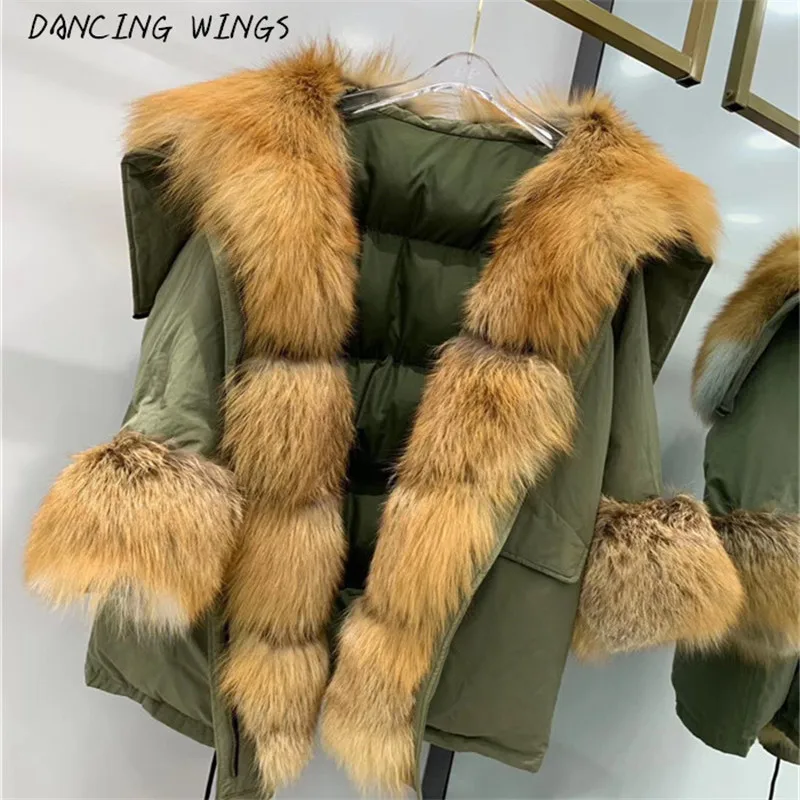 

Winter Jacket Coat Women 2019 New Women's Detachable Large Red Fox Fur Collar Loose Down Coats Real Fur