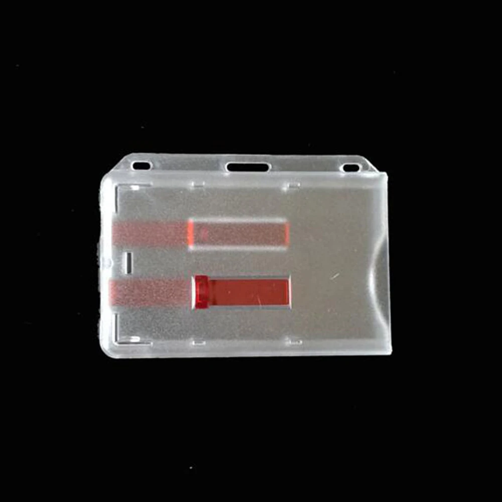 2 упаковки сверхмощный(2 карты) держатель удостоверения личности чехол жесткий пластик-прозрачный 2-сторонний чехол для кредитной карты прозрачный-горизонтальный - Цвет: Red rod