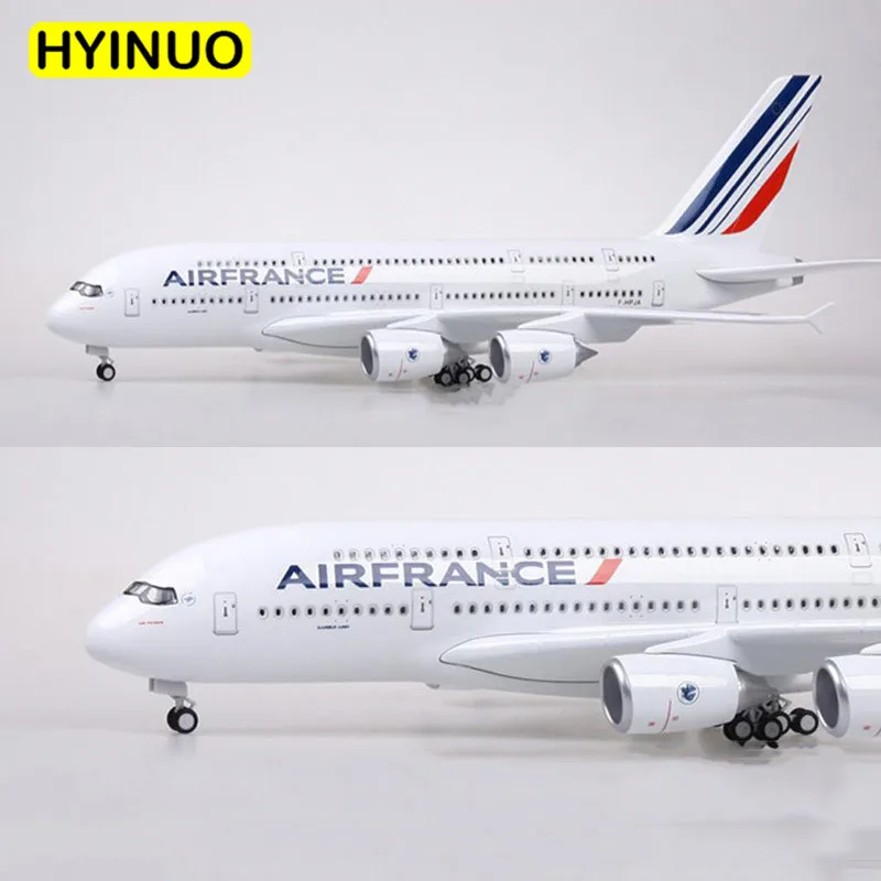  1/160 Scale 50.5CM Airplane Airbus A380 Air France Airline Model W LED Light & Wheel Diecast Plasti - 32998088240