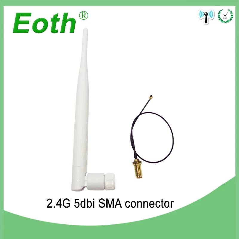 

2pcs 2.4Ghz antenna Wifi 5dbi SMA Male connector white 2.4 ghz antena Router Antenna 2.4G + 21cm RP-SMA Male Pigtail Cable