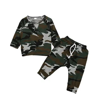 

Spring Autumn Casual Baby Boy Camouflage Long Sleeve Top And Trousers Kit Kid Two-piece Outfit Set