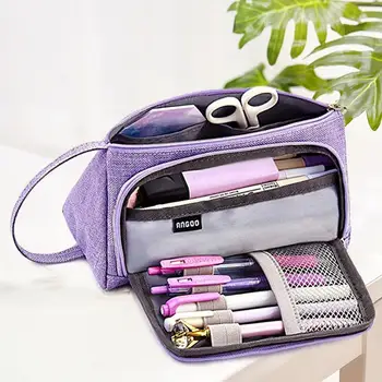 

Pencil Bag Colorful Simple Cotton and Linen High Capacity Supplies Furl Cosmetic Storage Bag Stationery Gifts