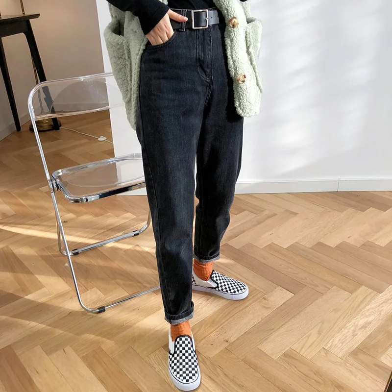 Mooirue, осенние джинсовые штаны для женщин, уличная одежда, Ol, свободные бархатные джинсы-шаровары, высокая талия, свободные, женские джинсы, низ