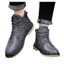 Мужские зимние водонепроницаемые кожаные ботинки; коллекция года; модные повседневные теплые мотоциклетные ботильоны на шнуровке; уличная кожаная обувь; buty meskie