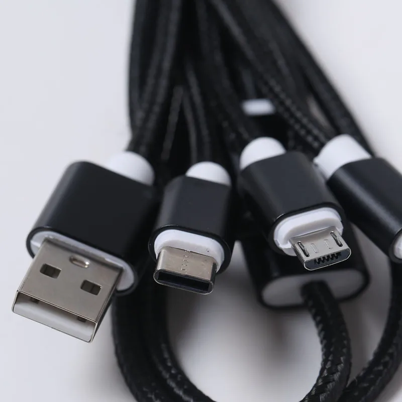 Нейлоновый Плетеный 1 2 м Тип C три зарядных линии для Apple 5Android музыка в одном 5 0 Usb