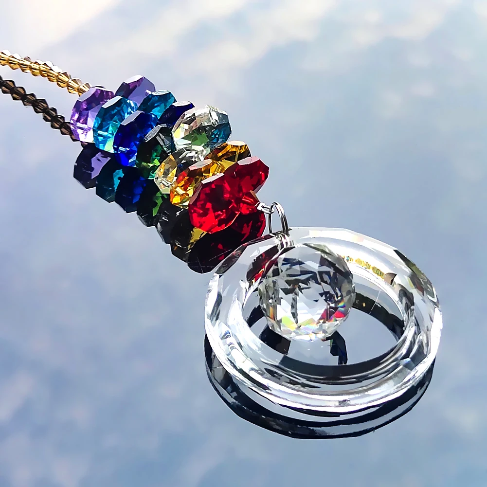 Chakra Crystal Prism DIY Rainbow Crystals Garland Ball Beads Suncatcher Chandelier Parts Pendants Hanging Garden Wedding Decor