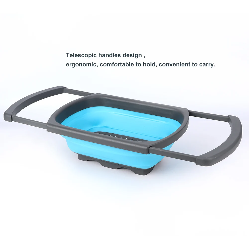 Folding Washing Drain Basket Environmental Food Fruit and Vegetable Washing Basket Outdoor Camping Kitchen Supplies