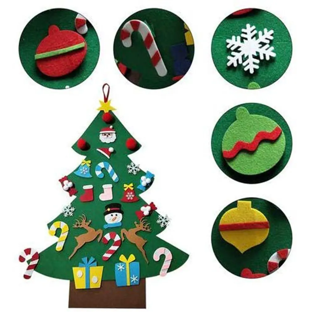 

Diy Felt Christmas Tree Set 26Pcs Detachable Ornaments Kids Toddlers Xmas Gift Door Wall Hanging Decoration
