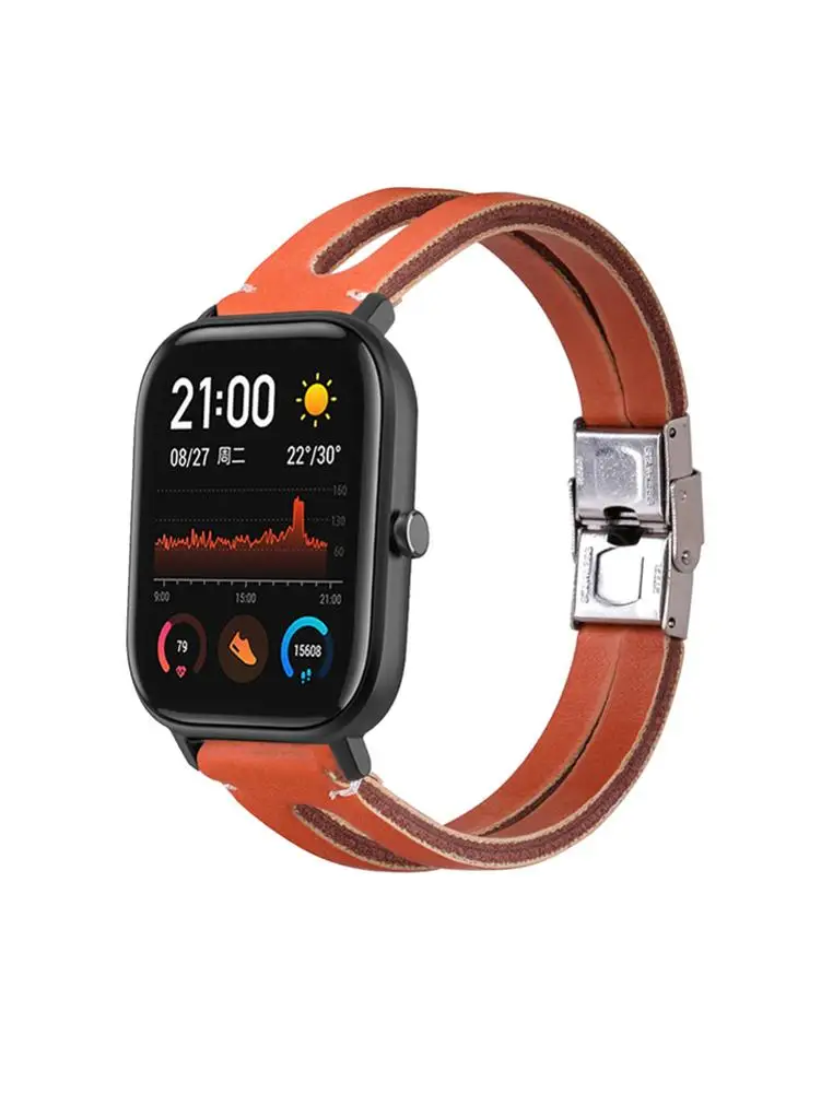 

Smart Watch Strap 20mm Leather Strap Elegant For Smart Watch For 20mm Universal Fashion Retro Simple Leather Strap