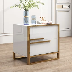 Mesita de noche nórdica de madera, mueble minimalista de diseño moderno, con almacenamiento lateral, para dormitorio