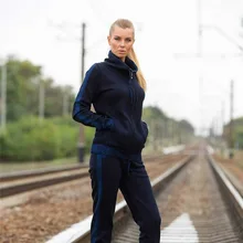 Зимний трикотажный спортивный костюм для женщин, сплошной цвет, длинный рукав+ узкие брюки, conjuntos femininos duas pechas Женский комплект 2 шт