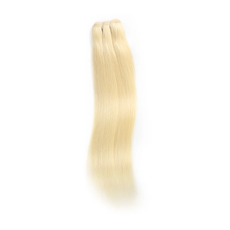 Rainha Loira Cabelo Humano Pacote Reta Unprocessed Raw Virgem Tecer Brasileiro um Doador Descorado Duplo Desenhado 613 Ali 7 Apliques ondulados