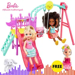 Барби Новое поступление кукла Челси Puppe Mehrfarbig играть на слайде и качели 2 шт. Кукла Барби игрушка для ребенка день рождения FTF93