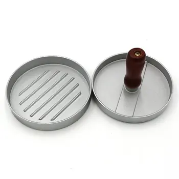 

Aluminum Patty Press Form Hamburger Mold Wood Handle Burger Pressure Press Burger Making Tools Kitchen Accessories