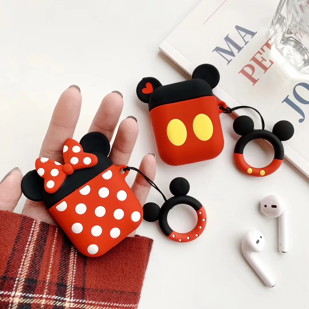 Charging Earphone Case For Air Pods Charging Protective Box Cute Minnie Duck Dog Paw Bags For Apple AirPods 1 2 Headphone Cover