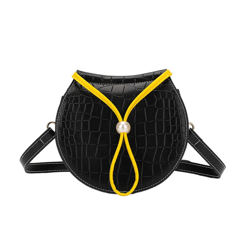 

New Female Handbag Round Fashion Youth Diagonal Bag Women Shoulder Bag Imitation Leather Lady Personality Bag Stone Pattern