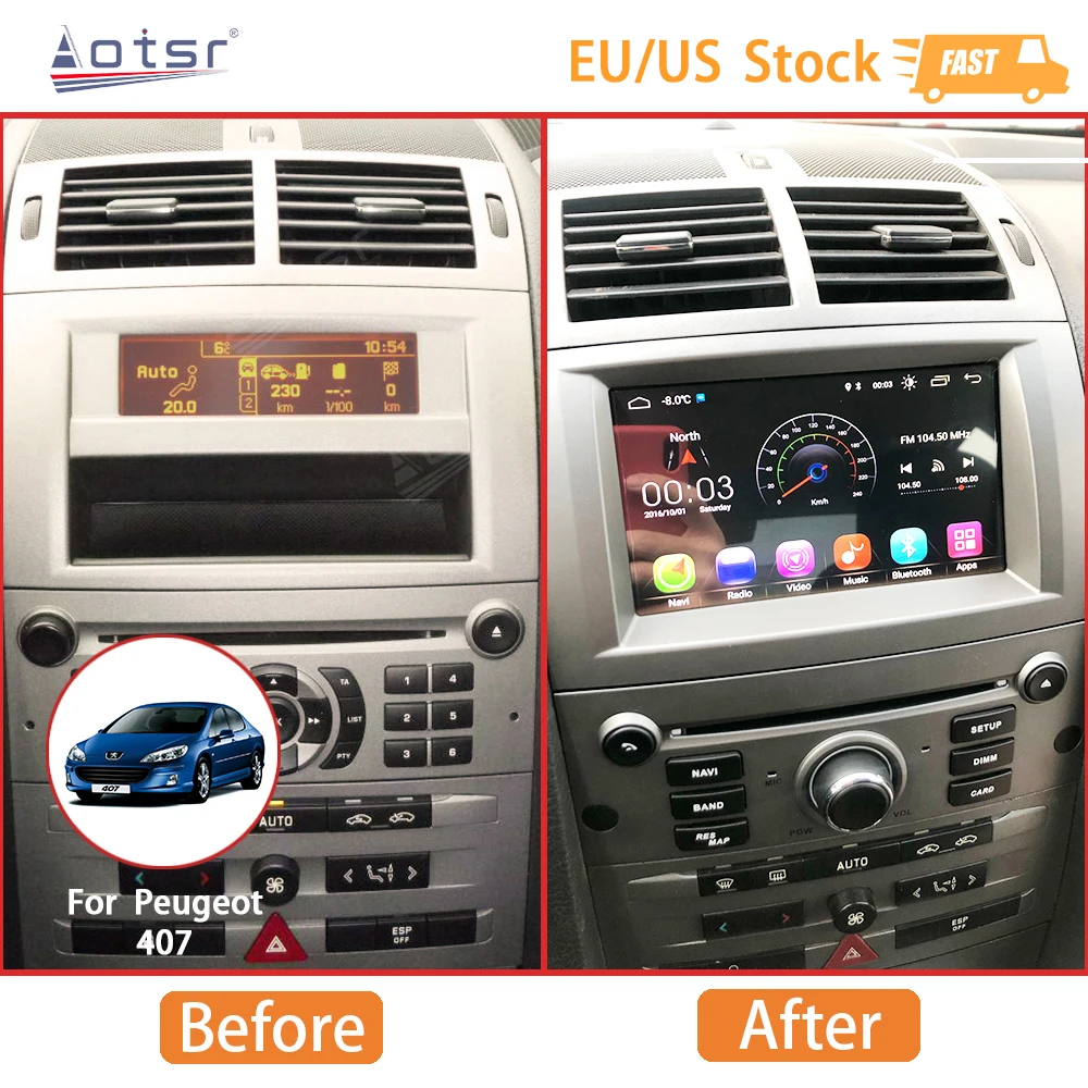 Android 11 4+128gb Car Radio Carplay For Peugeot 407 2004-2010 Touch Screen  Autoradio Dsp Dvd Multimedia Player Gps Navigation - Car Multimedia Player  - AliExpress
