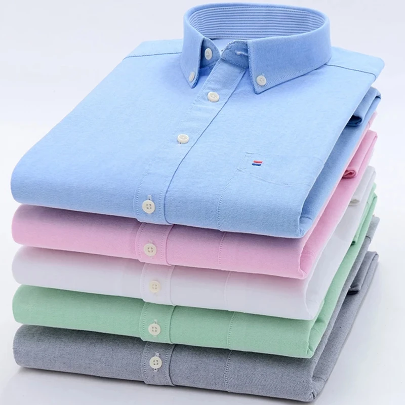 Camisa Oxford de S 6XLCotton para hombre, camisas informales de manga larga a rayas cuadros, con bolsillo, ajuste Regular, camisa de trabajo con botones, nueva|Camisas informales| - AliExpress