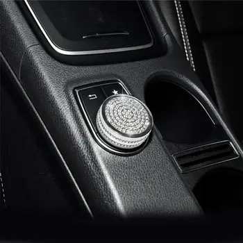 

Inner Multimedia Button Cover Accessories Car Auto Interior Metal+Rhinestone