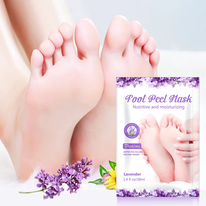 3pairs Lavender Foot Peel Mask Plant Essence Exfoliating Foot Socks for Pedicure Dead Skin Whitening Moisturizing Care Feet Mask