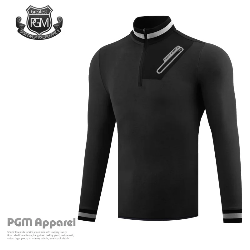 PGM Мужская зимняя одежда для гольфа, теплая куртка, ветрозащитная футболка с длинным рукавом, спортивная одежда, M-XXL D0837 - Цвет: Черный