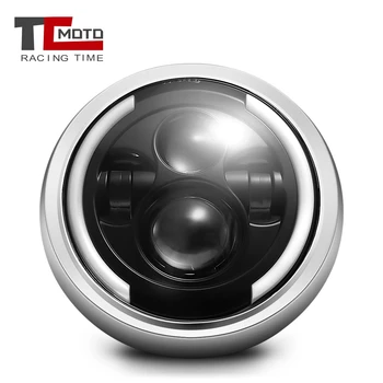 

7.5"Round Motorcycle LED Headlight High Low Beam Angel Eye DRL Headlamp for Harley Sportster Cafe Racer Bobber Honda CB400