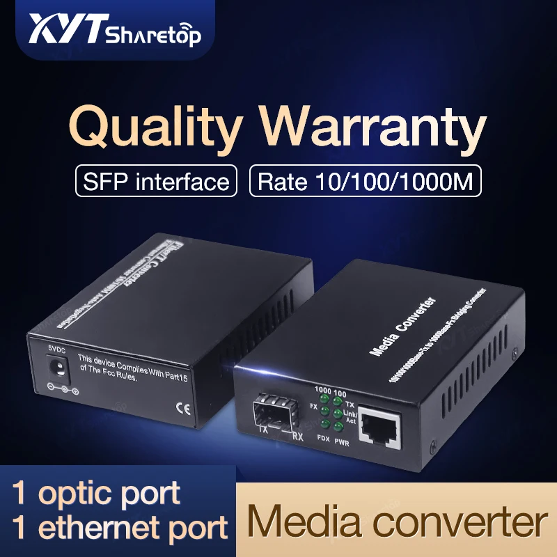 

SFP Media Converter 10/100/1000 Base Media Converter LC 20km Fiber Optic Media Converter
