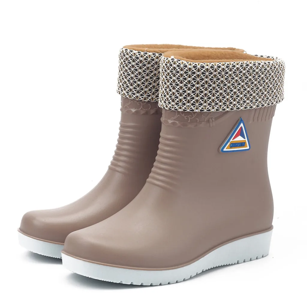 

Flats Non-slip Rain Boots Women Waterproof Winter Warm Round Toe Shoes Waterproof Galoshes Rain Boots Сапоги Женские