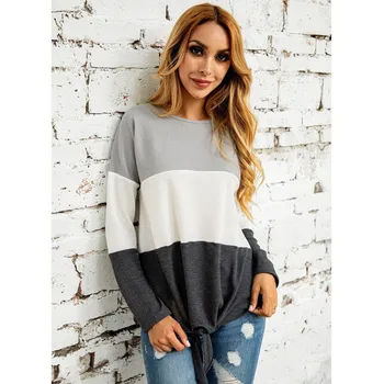 

Sweater women wear autumn and winter color matching loose bottoming shirt lazy wind irregular bottoming sweater