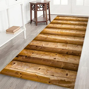 

Geometric Wood Grain Printed Floor Mat Non Slip Door Mats Entrance Decor Kitchen Carpet Living Room Home Decor
