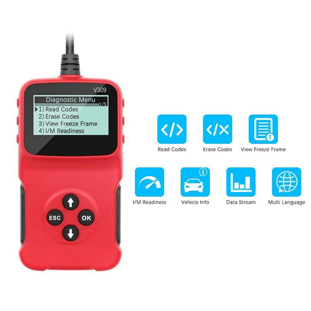 Новейший V309 OBD2 автомобильный диагностический сканер Ручной Автомобильный