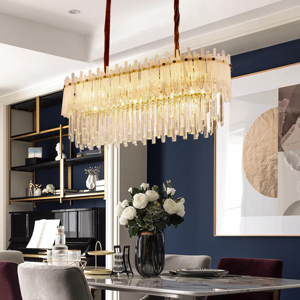 

Modren crystal chandelier lighting for kitchen island rectangle lamp bedroom living room house light fixtures dining room lamps