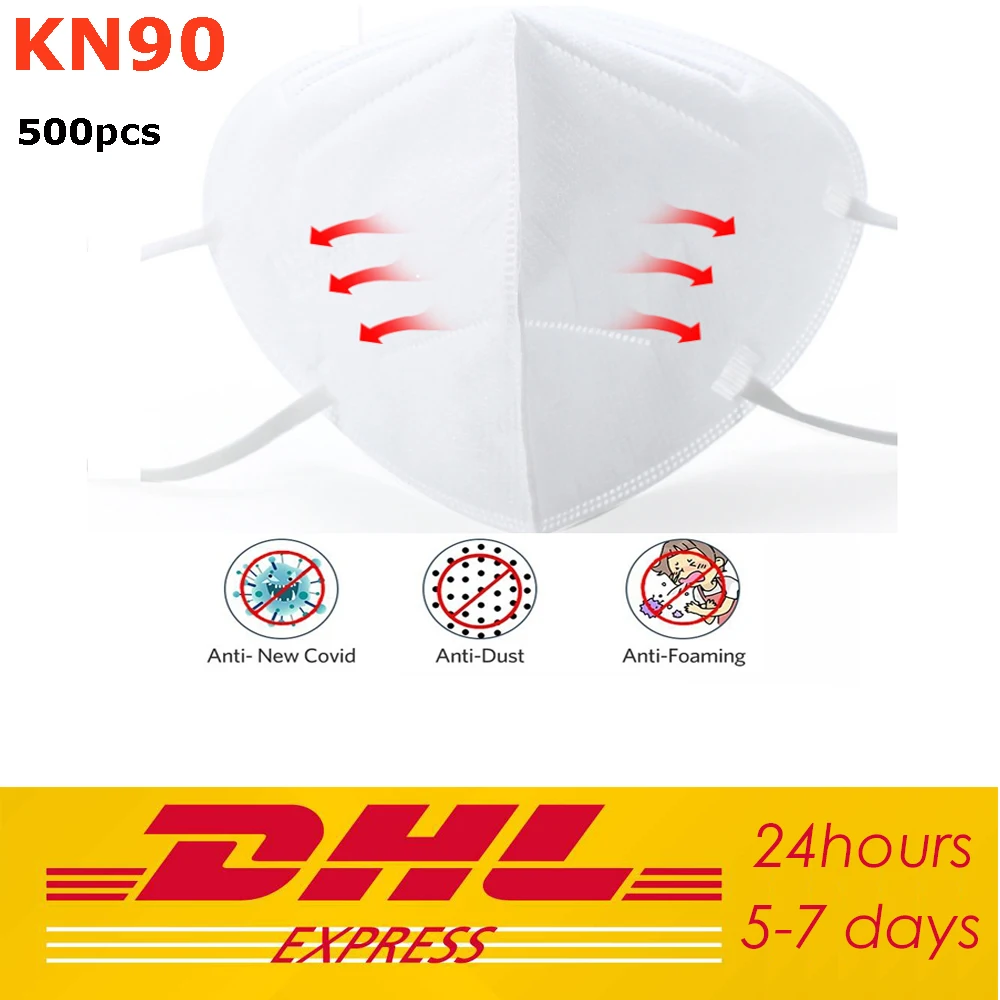 

500pcs Mask KN90 Face Mouth Mask Filtration Non-woven Disposable Dust Pollution Filter IN STOCK Dropshipping DHL Express
