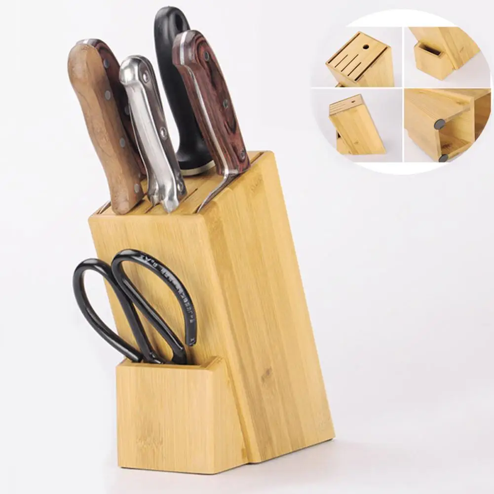 

Bamboo Eco-Friendly Durable Portable Home Kitchen Knife Holder Storage Bamboo Block Stand Large Capacity Organizer New