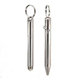 Mini porte clé tactique en titane EDC, stylo brise verre d'urgence avec 3 recharges de bille noires pour l'écriture 