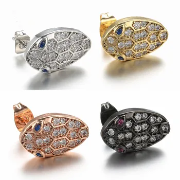 

new minimal delicate sweep adorable girl women snake stud earring simple jewelry fashion cz cubic zirconia snake stud earrings