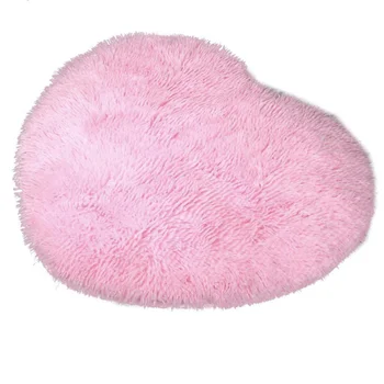 

Soft Heart Design Fluffy Mat Rug Bedroom Faux Fur Carpet Floor Cover Decoration (Pink)