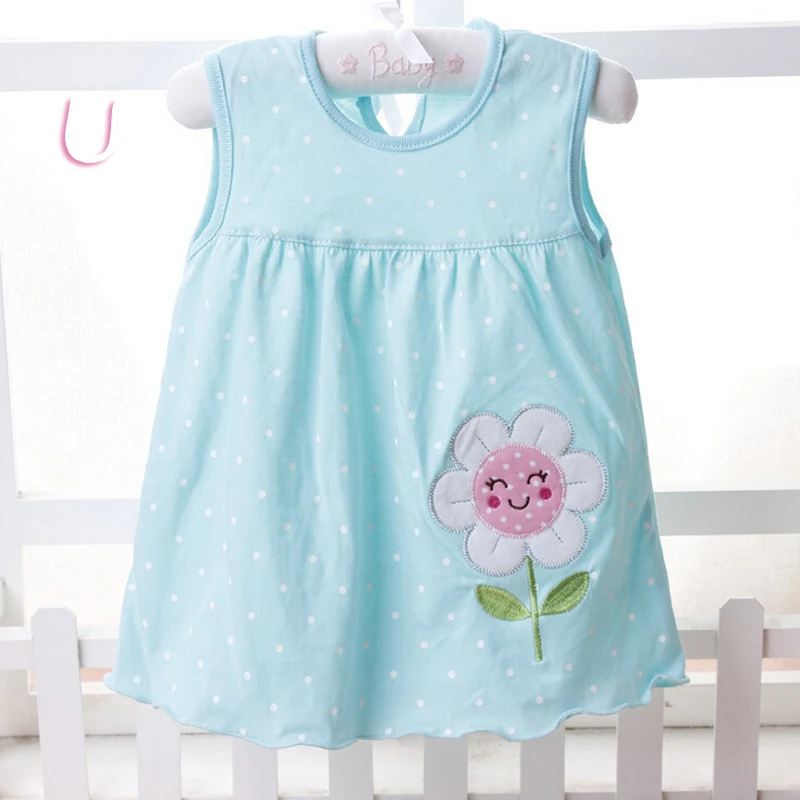 Г. Милое платье для маленьких девочек, Vestido infantil хлопковые платья трапециевидной формы без рукавов Повседневная одежда мини-принцессы от 0 до 24 месяцев - Color: U